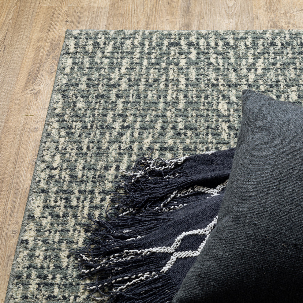 Sarasota Chevron Tweed Indoor Area Rug, Blue, 9'10" x 12'10"