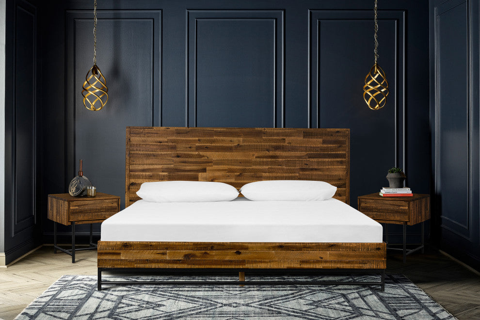 Cusco 3-Piece Acacia King Bed and Nightstands Bedroom Set