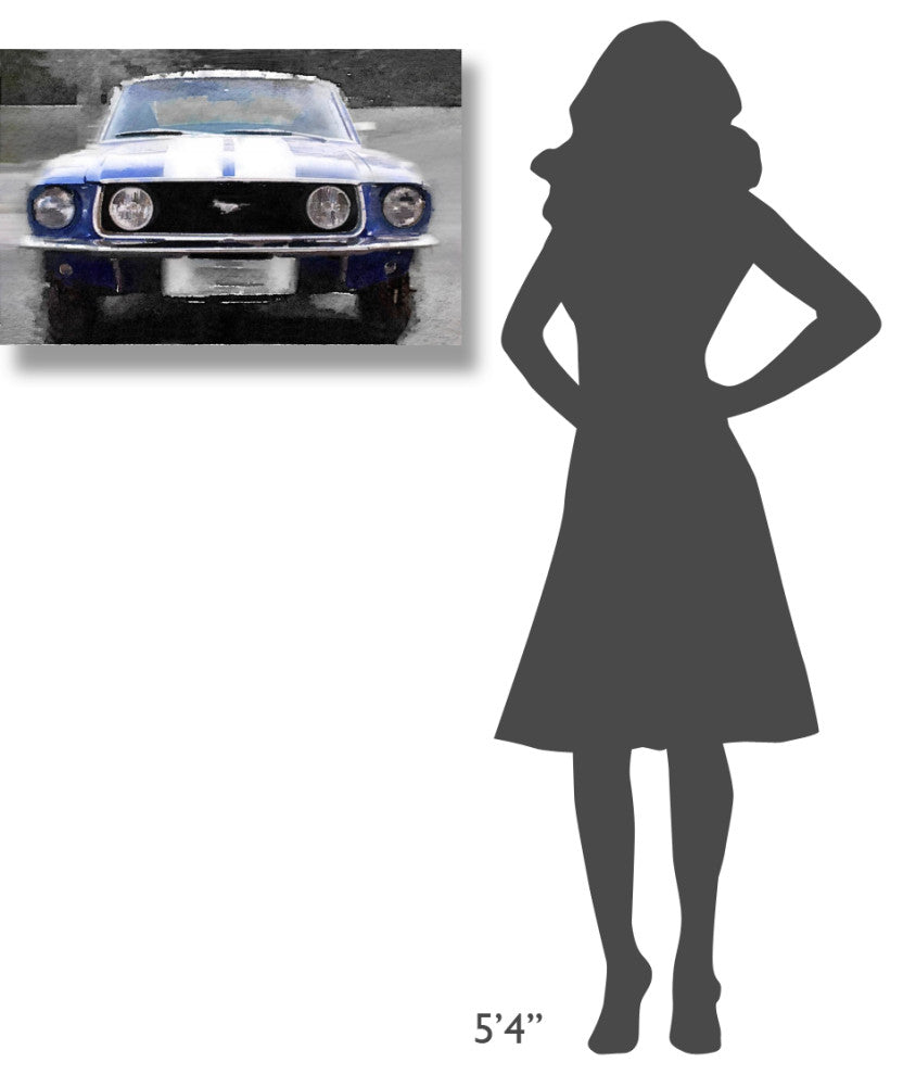 "1968 Ford mustang Front End Watercolor" Fine Art Print