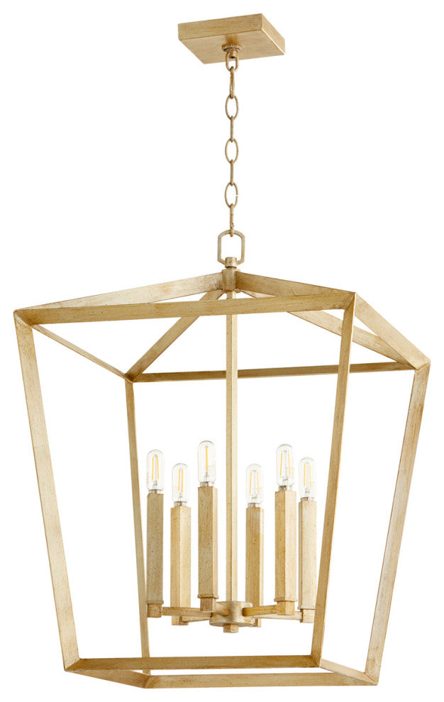 Hyperion 6Lt Chandelier In Aged Silver Leaf Finish