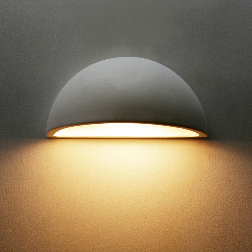 Bates Quarter Sphere Outdoor Wall Light, Bisque Dark Gray, Closed Top