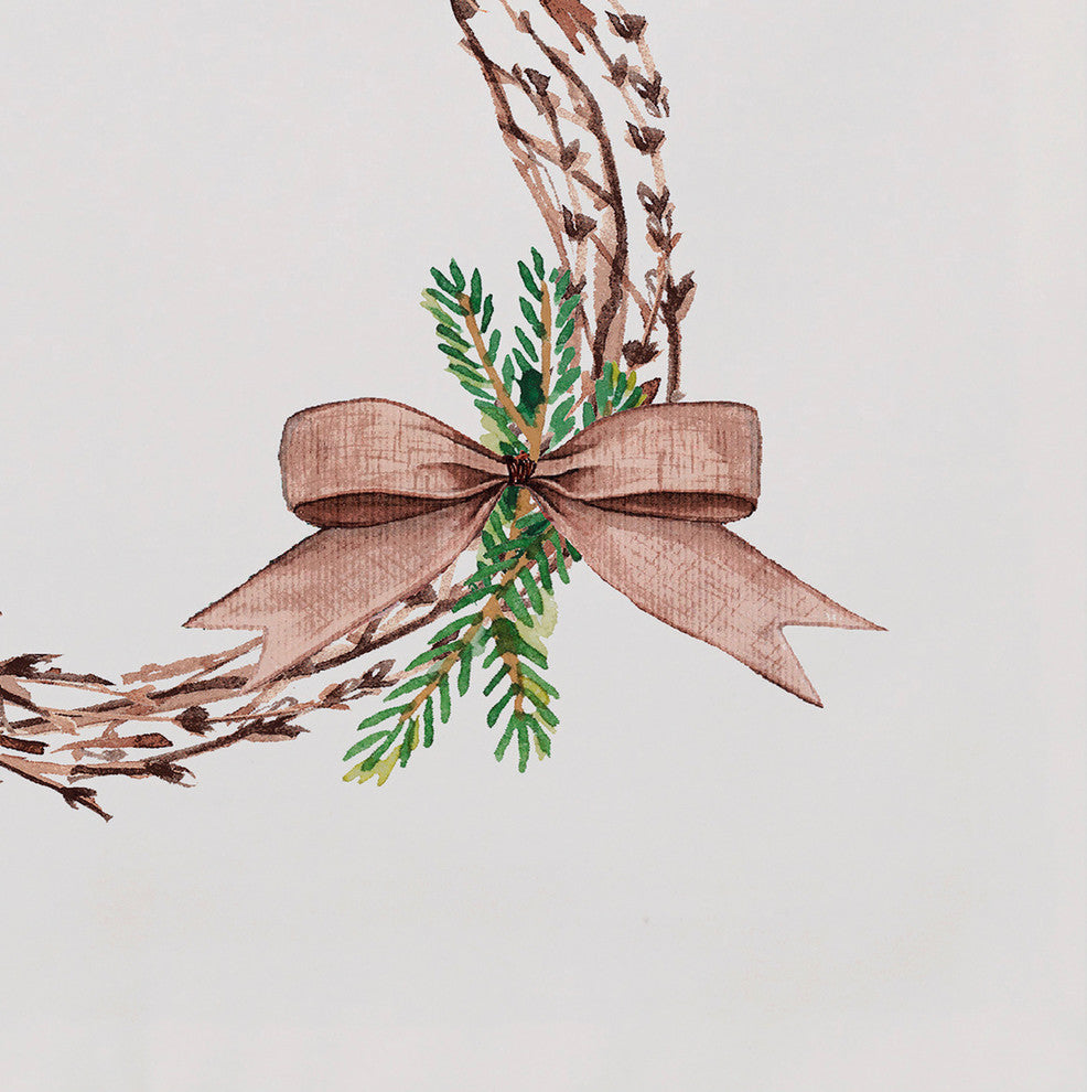 Sprig of Green 18"x14" Off White Holiday Print Placemat, Set of 4