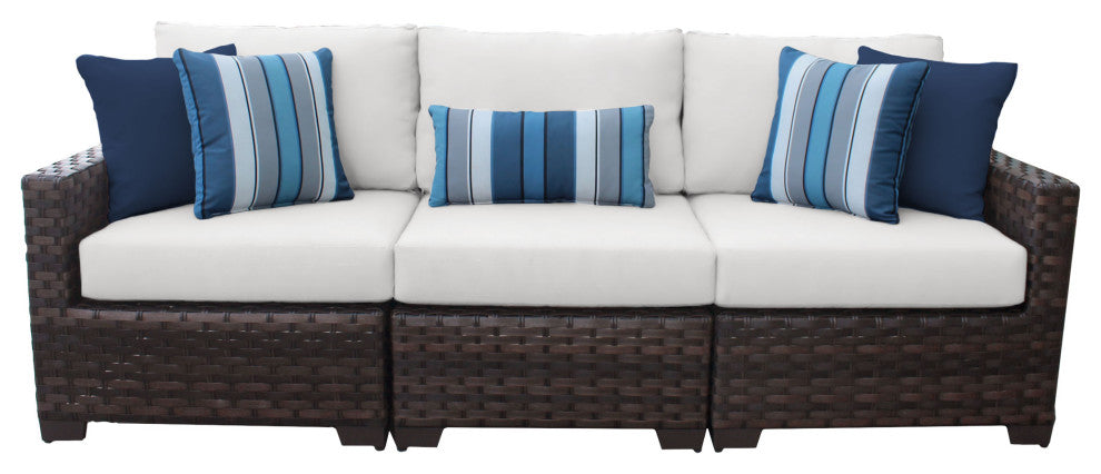 kathy ireland River Brook 3 Piece Wicker Patio Furniture Set, Alabaster