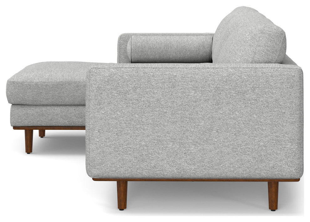 Morrison Mid Century Left Sectional Wide Sofa Tightly Woven Performance Fabric, Mist Grey