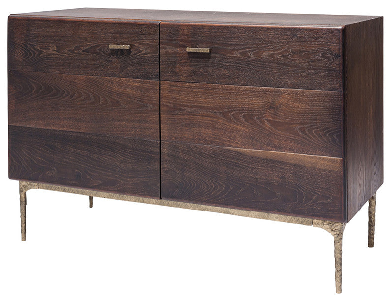 Kulu Seared Oak and Gilded Bronze Cast Iron Legs Sideboard Buffet