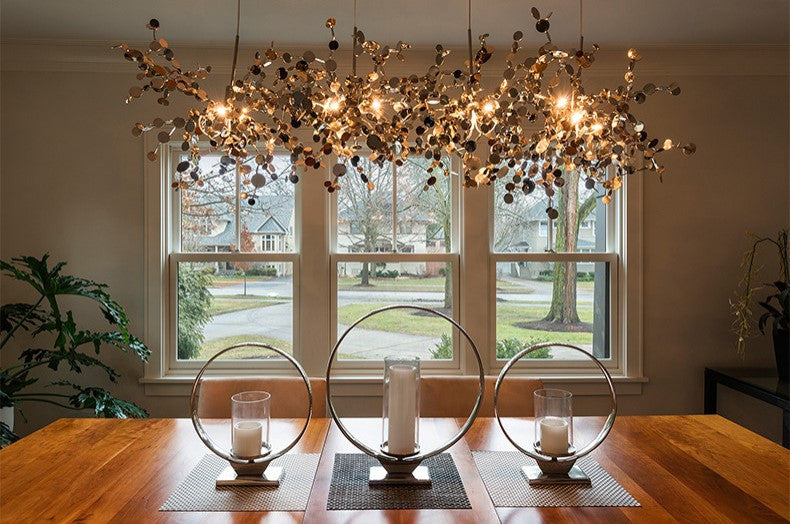 MIRODEMIÂ® Villeneuve-d'Entraunes | Nordic Chandelier in a Modern Style, Golden, 2 Heads, Cool Light