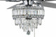 52" Black Crystal Reversible Ceiling Fan with 5 Wood Blades and Remote Control, Chrome, 52"