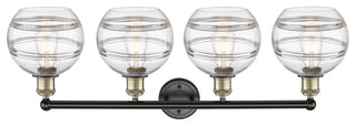 Edison-Rochester 4-Light 35" Bath Vanity Light, Black Antique Brass, Clear