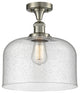 X-Large Bell 1-Light Semi-Flush Mount, Brushed Satin Nickel, Seedy