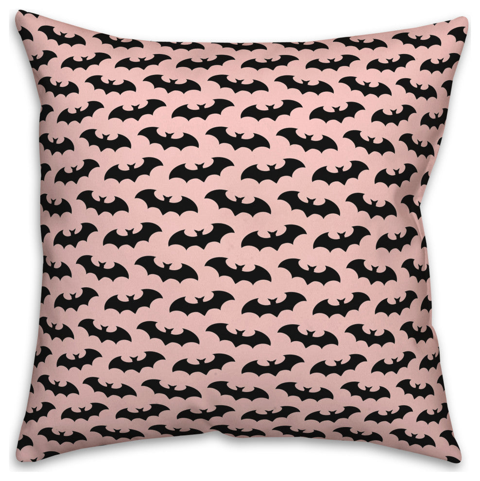 Bats On Pink Pattern 18x18 Throw Pillow