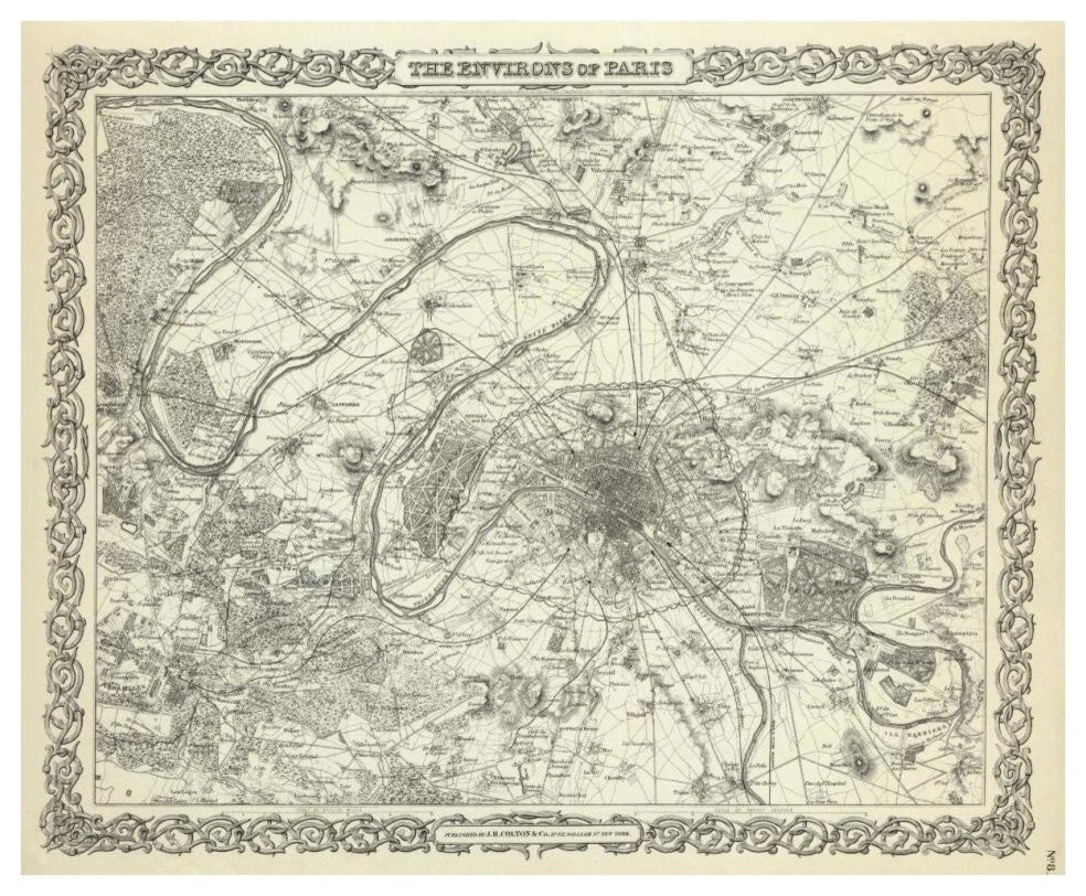 "The Environs of Paris, 1856" Digital Paper Print by G.W. Colton, 38"x31"