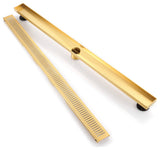 Stainless Steel Rectangular Linear Shower Floor Drain, Gold, 40"