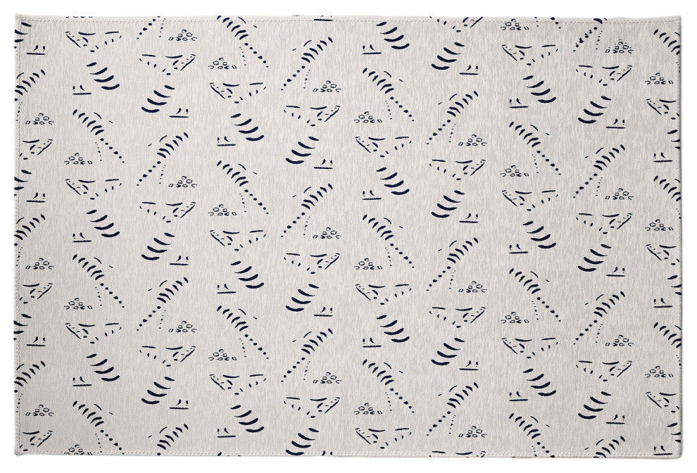 Muted Bongo Rug, Blue, 5'x7'