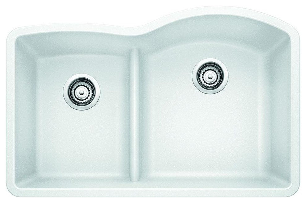 32"x16-13/16" Diamond Silgranit 1.75 Sink With Low Divide, White