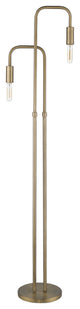 63" Brass Two Light Torchiere Floor Lamp