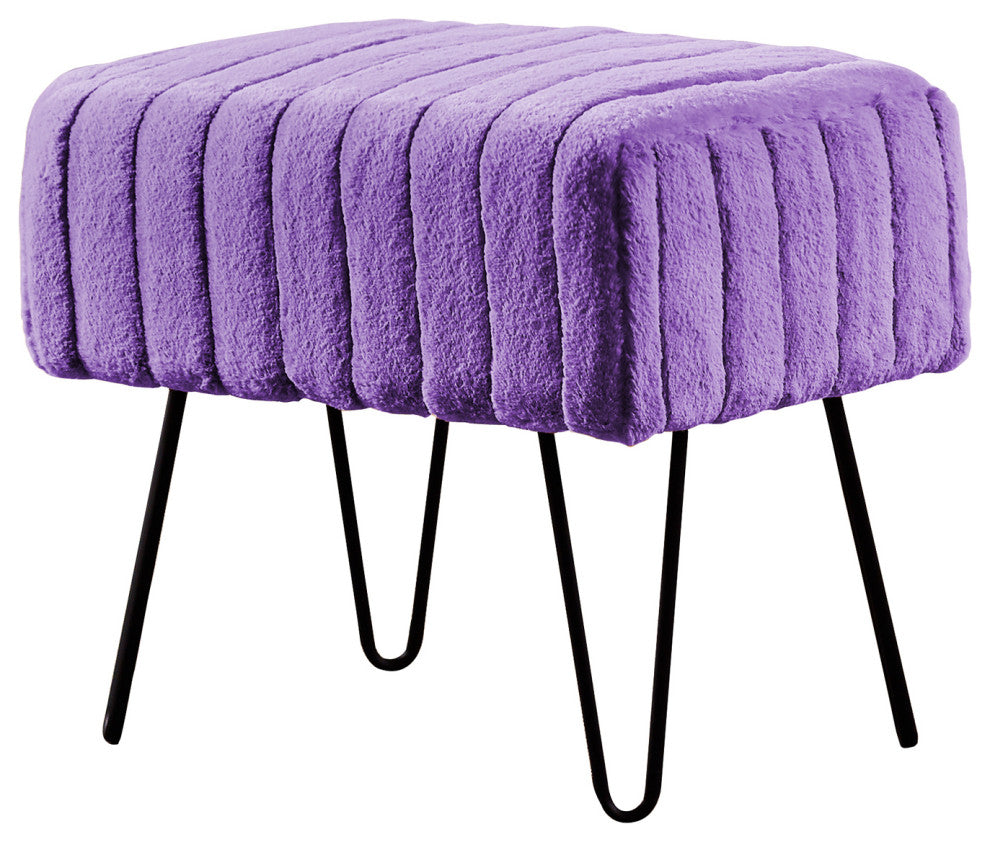 Serenta Super Mink Ottoman, Paisley Purple, 19''x13''x17''