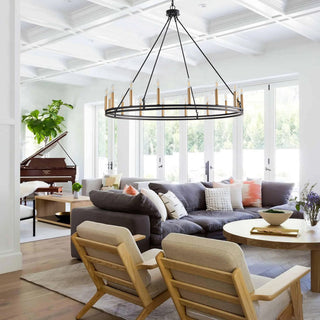 16-Light Wagon Wheel Chandelier Candle Style Pendant Light