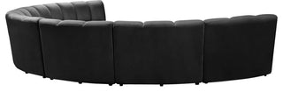 Infinity Channel Tufted Velvet Modular Chair, Gray, 7 Piece
