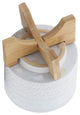 6" Tribal Planter With Wood Stand, White