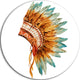 Feathers On Ethnic Skull, Digital Round Metal Wall Art, 36"