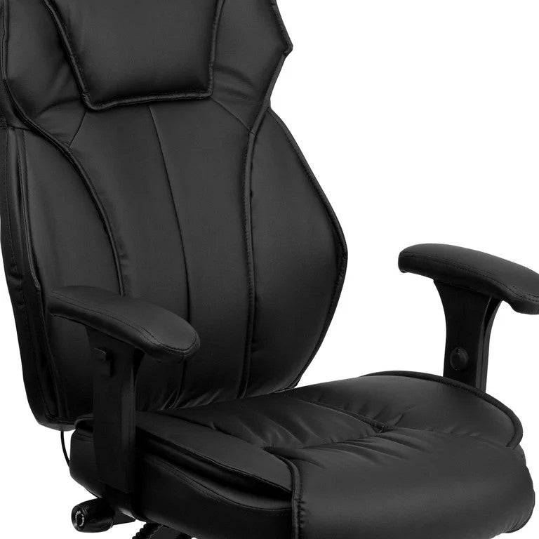 Modern Swivel Office Chair, Comfortable High Backrest With Flip-Up Arms, Black