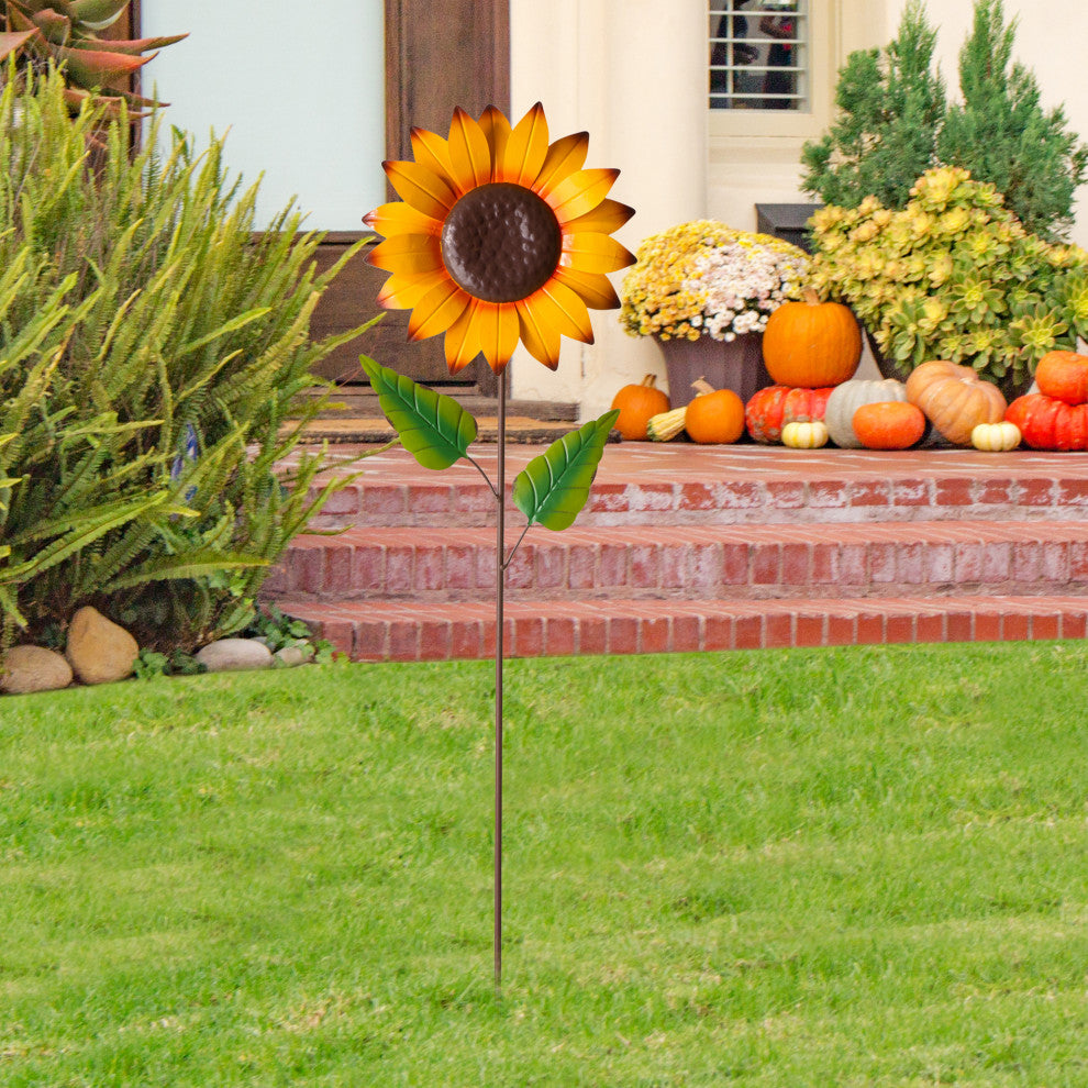42"H Fall Metal Sunflower Yard Stake(KD