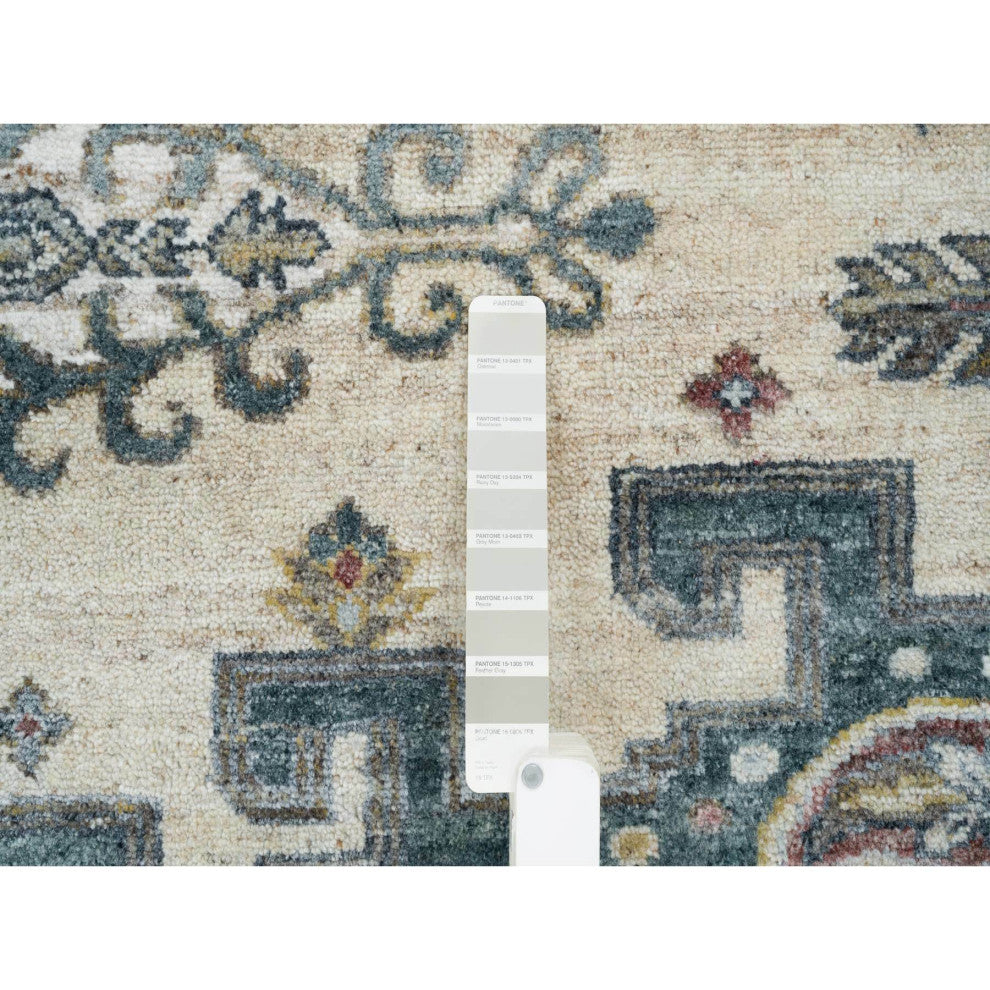 Ivory Hand Knotted Reimagined Persian Viss Design Wool Oriental Rug  7'9"x10'4"