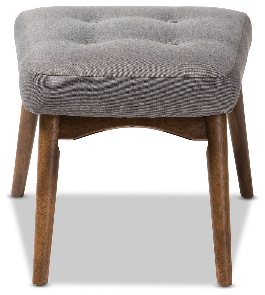 Waldmann Mid-Century Modern Grey Fabric Upholstered Ottoman