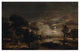"Moonlit Landscap, New Amstel River and Castle Kostverloren" Paper Art, 38"x25"
