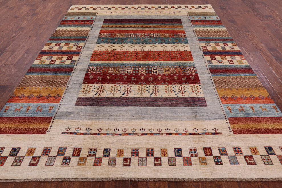 8' 3" X 9' 10" Tribal Persian Gabbeh Handmade Rug Q10583