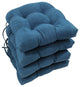 16" Solid Micro Suede U-Shaped Tufted Chair Cushions, Set of 4, Indigo