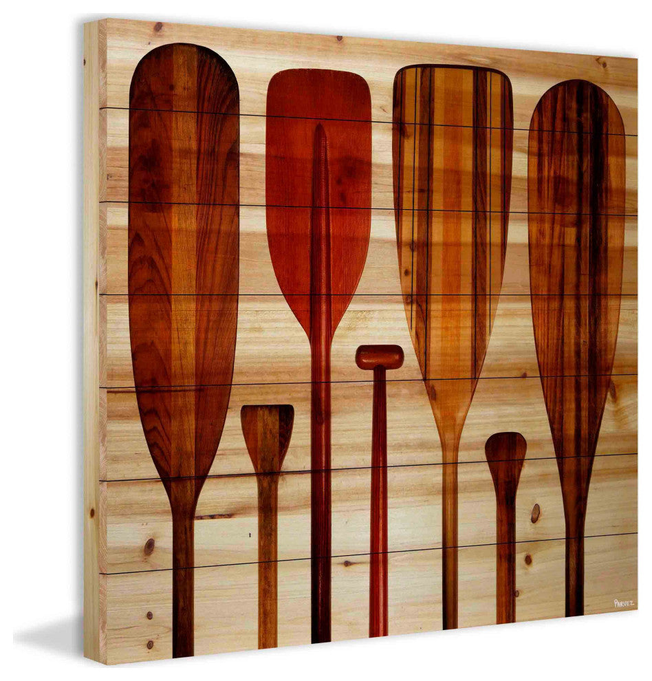 "Paddles" Wall Art on Wood, 32"x32"