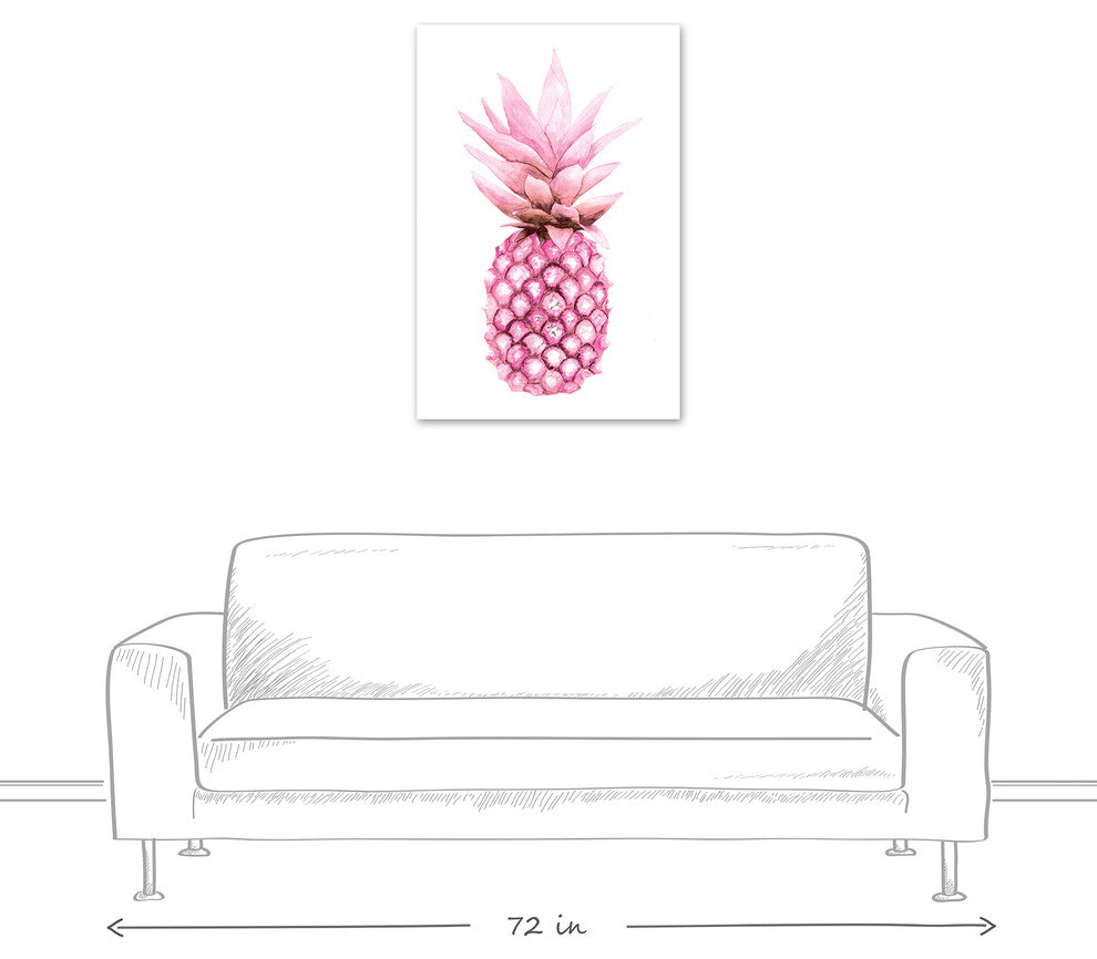 Watercolor Pink Pineapple 24x36 Canvas Wall Art