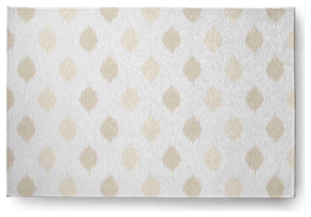 Ikat Dot Stripes Soft Chenille Area Rug, Ivory, 4'x6'