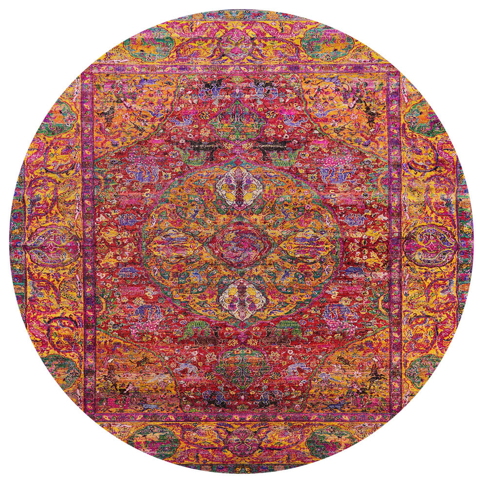 Ahgly Company Indoor Round Mid-Century Modern Area Rugs, 7' Round