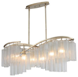 Maxim 39579 Victoria 6 Light 41"W Linear Chandelier - Golden Silver / Waterfall