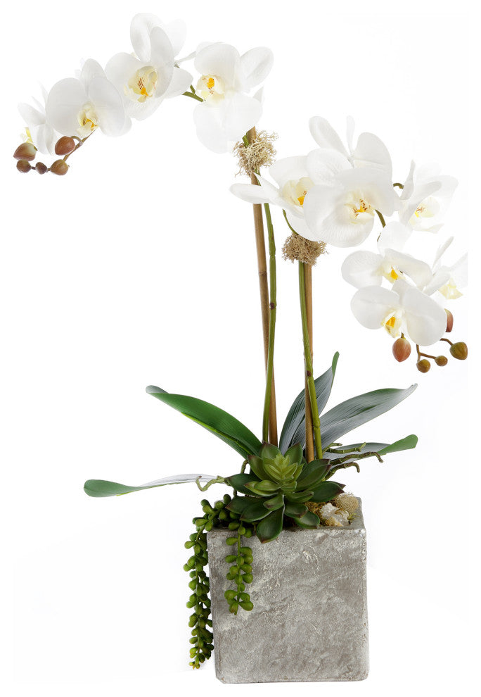 Real Touch White Orchid with Geode Floral Arrangement