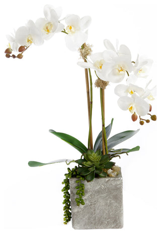 Real Touch White Orchid with Geode Floral Arrangement