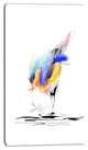 "Cute Bird in Purple and Yellow Watercolor" Painting Canvas Print, 20"x40"