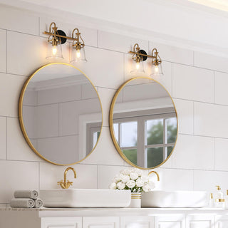 LNC Polished Gold Modern Seeded-Glass Wall Sconce, 2 Lights