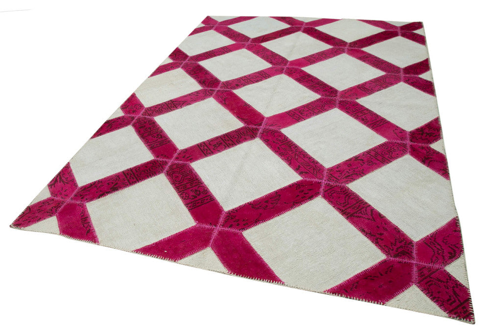 Rug N Carpet - Handwoven Oriental 6' 6" x 9' 7" Boho Patchwork Area Rug