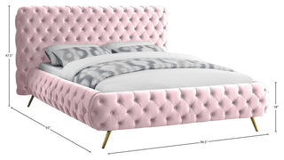Delano Velvet Upholstered Bed, Pink, King