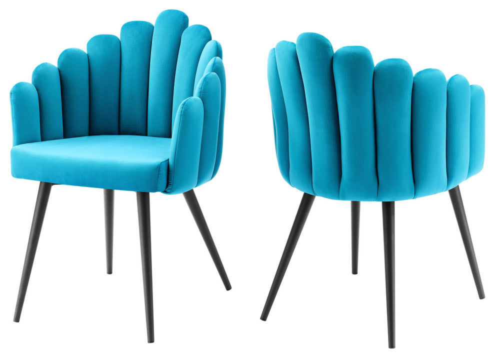 Vanguard Performance Velvet Dining Chair Set of 2, Black Blue