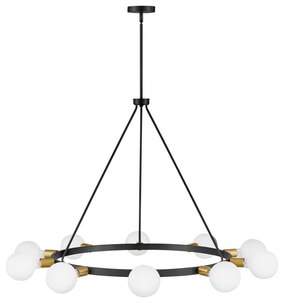 Lark Orla 24" Large Single Tier Chandelier, Black + Lacquered Brass