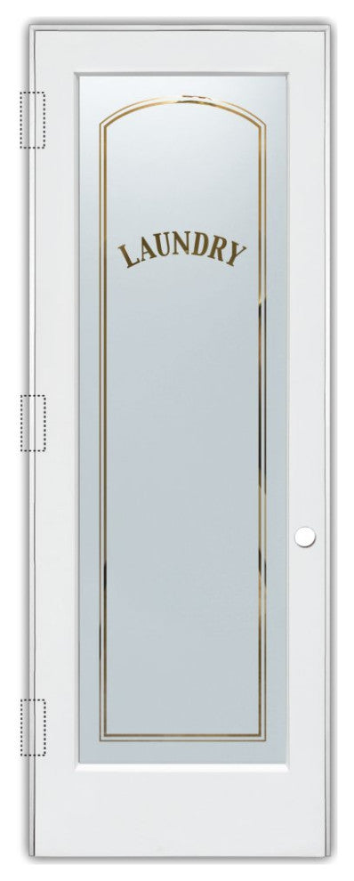 Laundry Door - Classic Arched Capitals - Primed - 30" x 96" - Knob on Right...