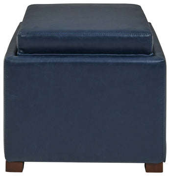 Cameron Square Bonded Leather Storage Ottoman - Vintage Blue