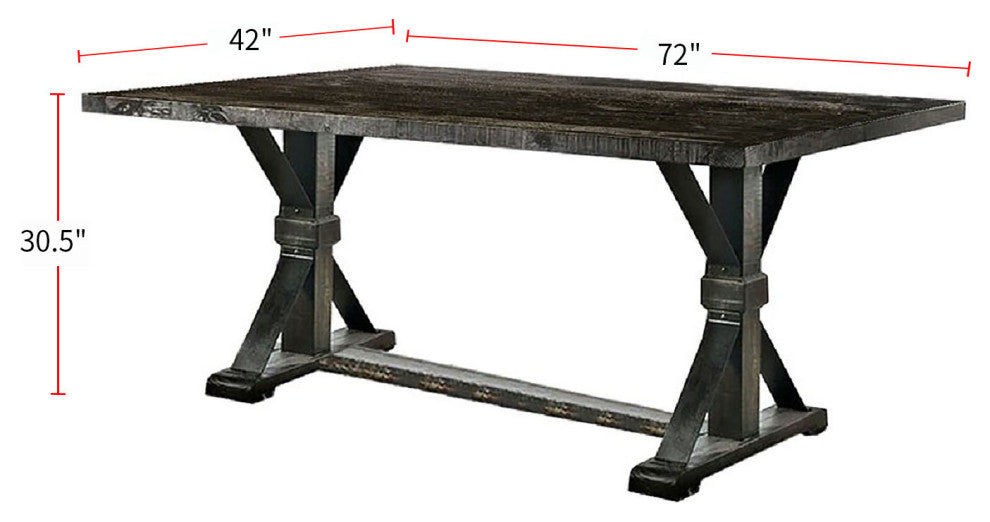 Metal and Wood Dining Table, Antique Black