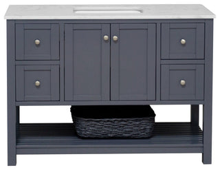 Kitchen Bath Collection Lakeshore 48" Vanity, Marine Gray, Engineered Carrara