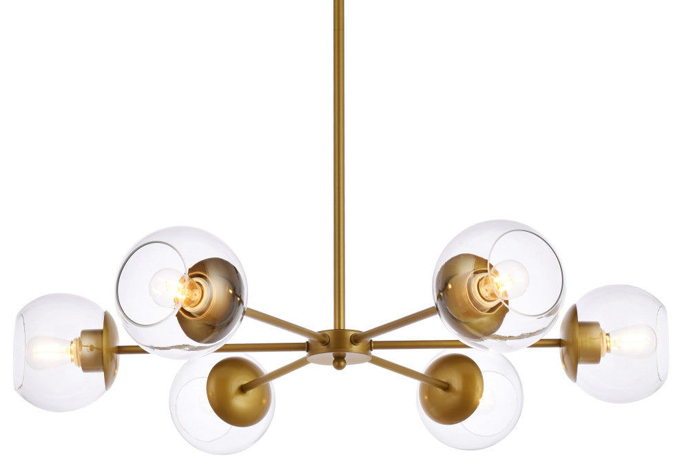 Brooke 30" Pendant, Brass With Clear Shade