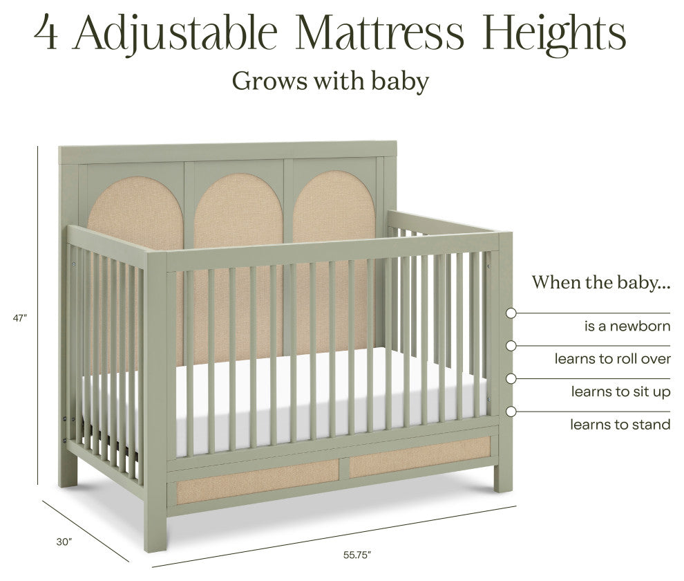 Eloise 4-in-1 Convertible Crib, French Sage and Performance Sand Eco-Weave